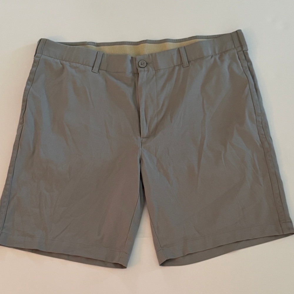 Roundtree & Yorke Performance Golf Shorts Mens 40 Gray Micro Check Lightweight